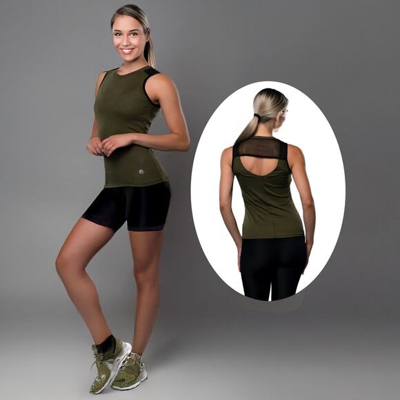 NWT Alpha Prime Mesh Back Tank in Dark Ivy & Black Sz L - Picture 12 of 12